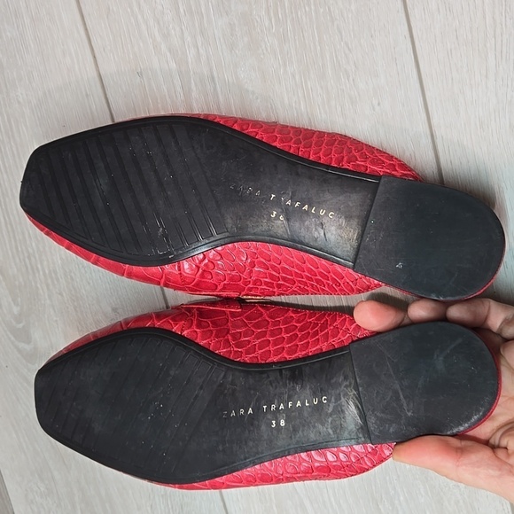 Zara Women Trafaluc Leather Square Toe flats mule shoes sz 38/8 - Picture 10 of 11